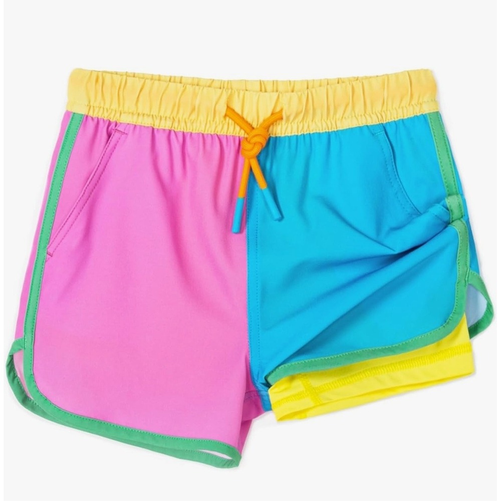 SurfCuz Boys Colorblock Swim Trunks Pink Blue Yellow Compression Liner Size 8